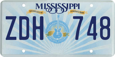 MS license plate ZDH748