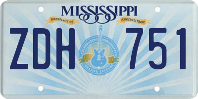 MS license plate ZDH751