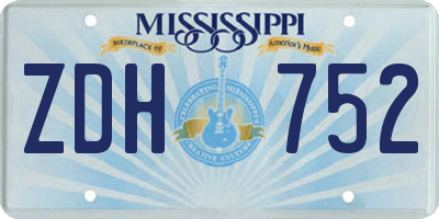 MS license plate ZDH752