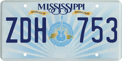 MS license plate ZDH753