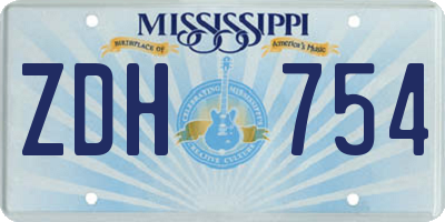 MS license plate ZDH754