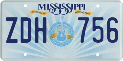 MS license plate ZDH756