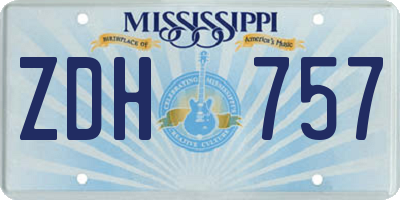 MS license plate ZDH757