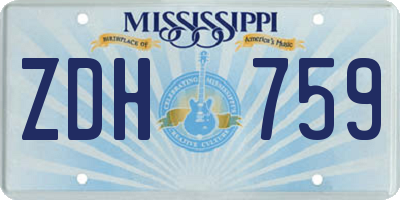 MS license plate ZDH759