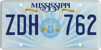 MS license plate ZDH762