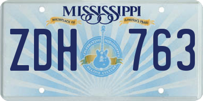 MS license plate ZDH763
