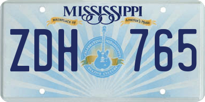 MS license plate ZDH765