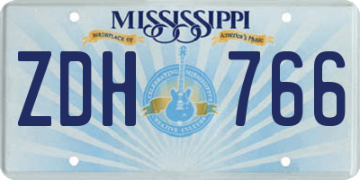 MS license plate ZDH766