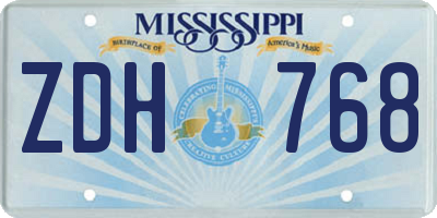 MS license plate ZDH768