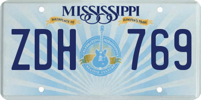 MS license plate ZDH769