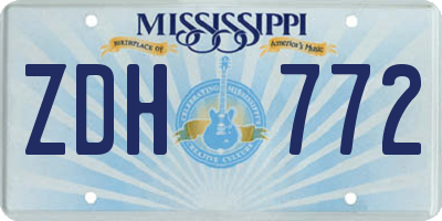 MS license plate ZDH772