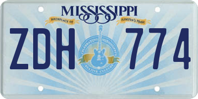 MS license plate ZDH774
