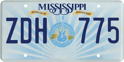 MS license plate ZDH775