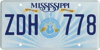 MS license plate ZDH778