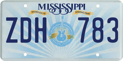 MS license plate ZDH783