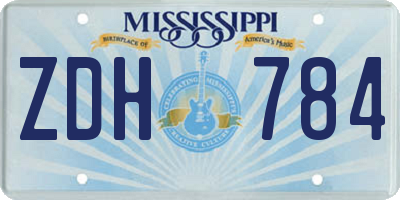 MS license plate ZDH784