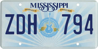 MS license plate ZDH794