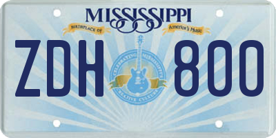 MS license plate ZDH800