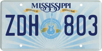 MS license plate ZDH803