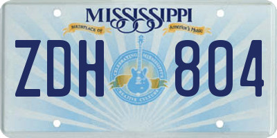 MS license plate ZDH804