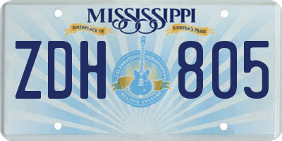 MS license plate ZDH805