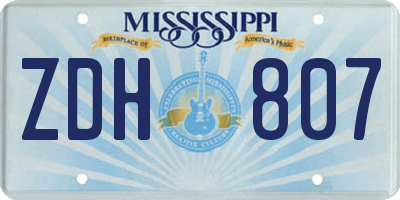 MS license plate ZDH807