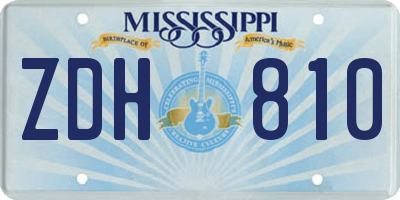 MS license plate ZDH810