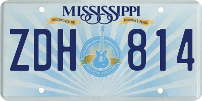 MS license plate ZDH814