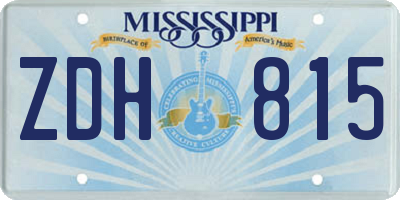 MS license plate ZDH815