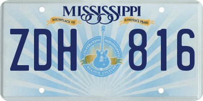 MS license plate ZDH816