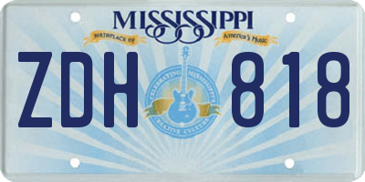 MS license plate ZDH818