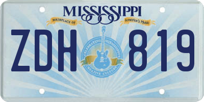 MS license plate ZDH819