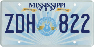 MS license plate ZDH822