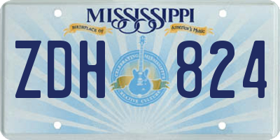 MS license plate ZDH824