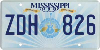 MS license plate ZDH826