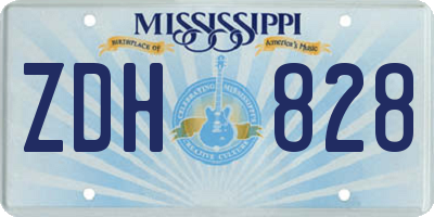 MS license plate ZDH828