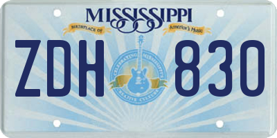 MS license plate ZDH830