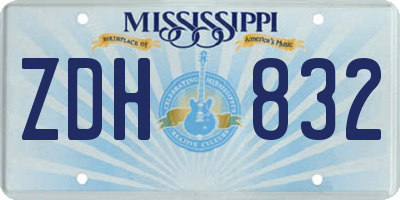 MS license plate ZDH832