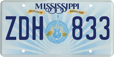MS license plate ZDH833