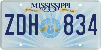 MS license plate ZDH834