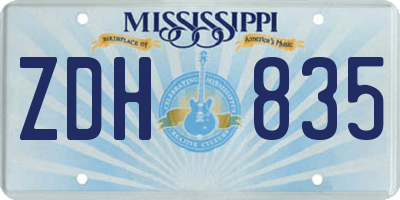 MS license plate ZDH835