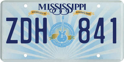 MS license plate ZDH841