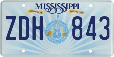 MS license plate ZDH843