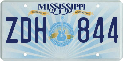 MS license plate ZDH844