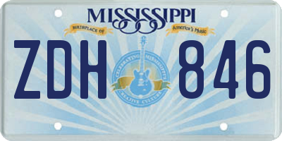 MS license plate ZDH846
