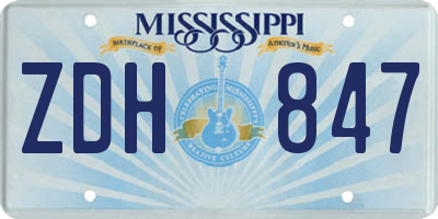 MS license plate ZDH847