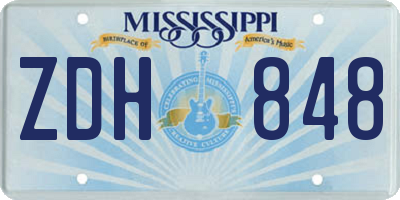 MS license plate ZDH848