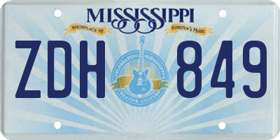 MS license plate ZDH849