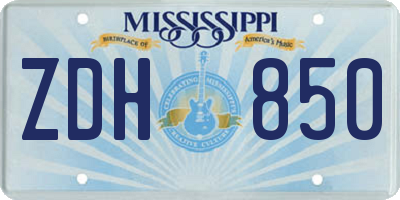 MS license plate ZDH850