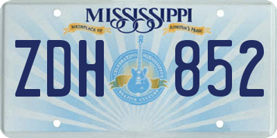 MS license plate ZDH852